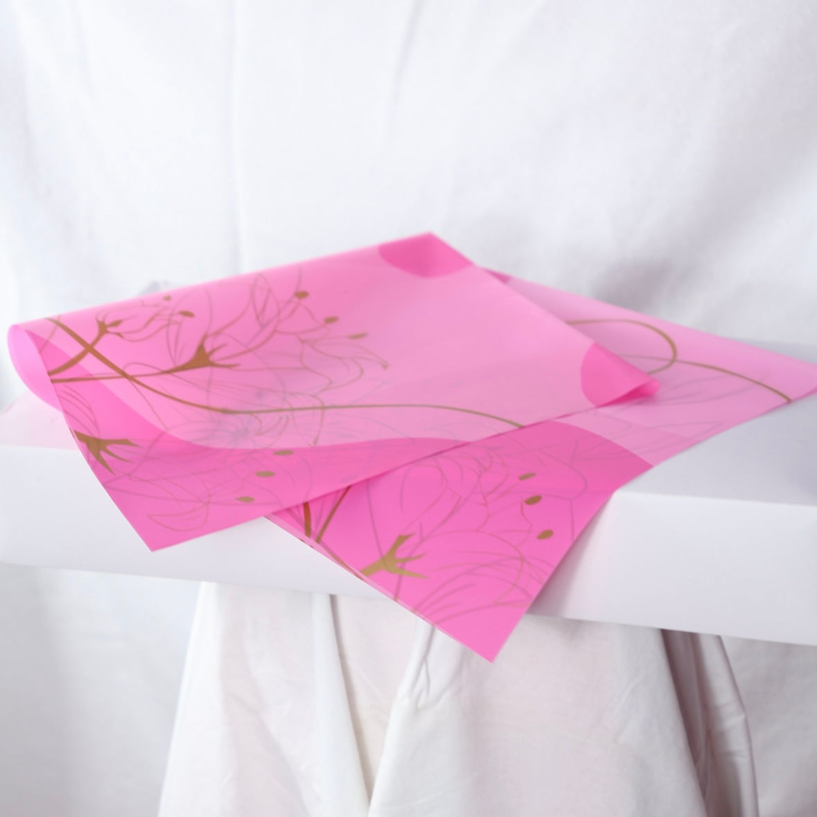 Hârtie Roz cu Model Floral pentru Buchet